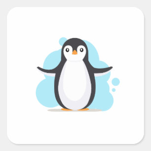 Happy penguin square sticker