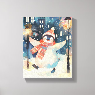 Happy Penguin – Winter Watercolor Nursery Wall Art