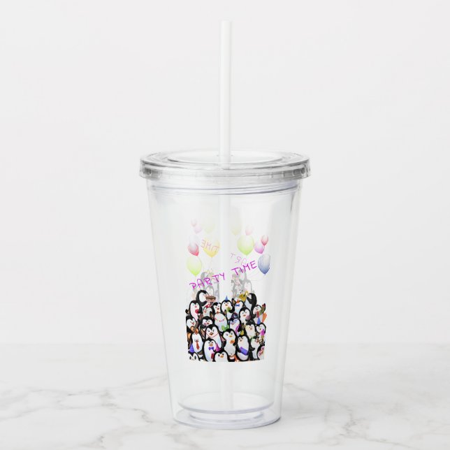 Happy Penguins Acrylic Tumbler (Front)