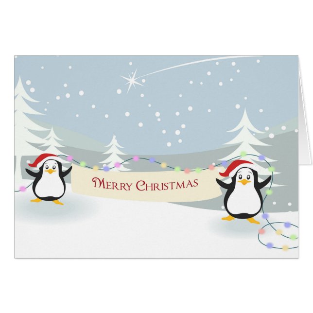 Happy Penguins Christmas Card (Front Horizontal)
