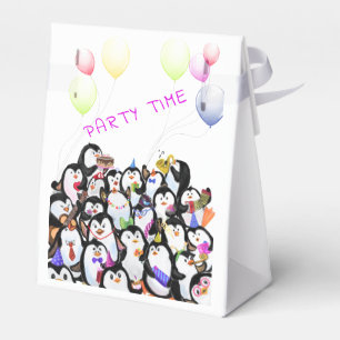 Happy Penguins Party Cartoon Drawing - Cute Funny Favour Box