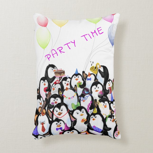 Happy Penguins Pillow - Custom Text (Front(Vertical))