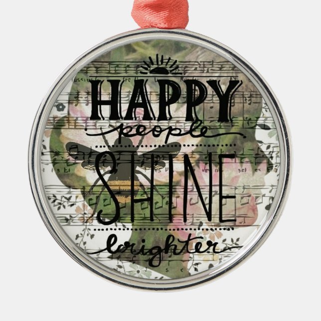 Happy People Digital Art Collage Metal Tree Decoration (Front)