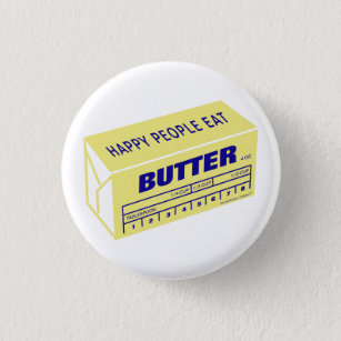 Happy People Eat Butter (Blue) 3 Cm Round Badge