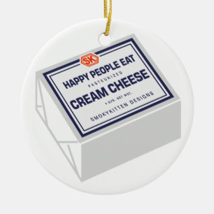 Happy People Eat Cream Cheese Ceramic Tree Decoration