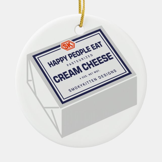 Happy People Eat Cream Cheese Ceramic Tree Decoration (Front)