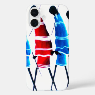 Happy People Maasai Warriors Walking Art Print iPhone 16 Case