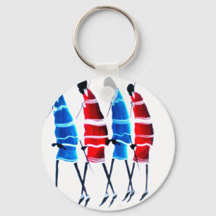 Happy People Maasai Warriors Walking Art Print Key Ring
