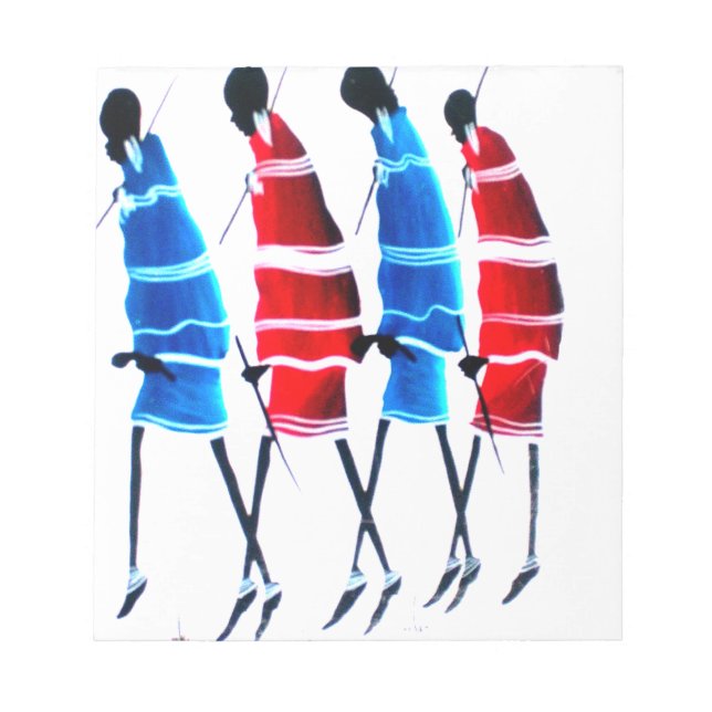 Happy People Maasai Warriors Walking Art Print Notepad (Front)