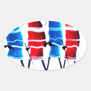 Happy People Maasai Warriors Walking Art Print Oval Sticker