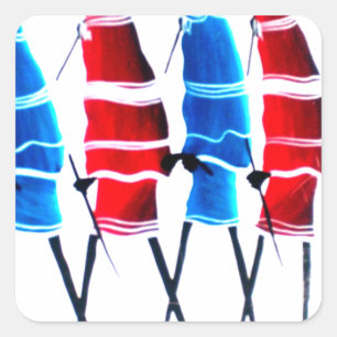 Happy People Maasai Warriors Walking Art Print Square Sticker