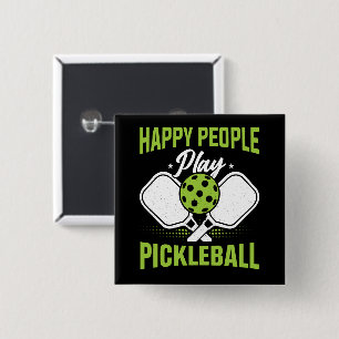 Happy People Play Pickleball 15 Cm Square Badge