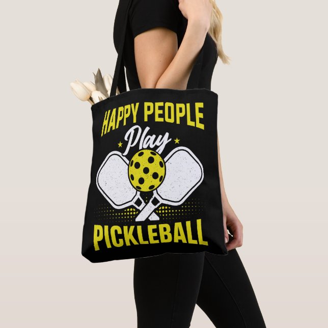 Happy People Play Pickleball Tote Bag (Close Up)