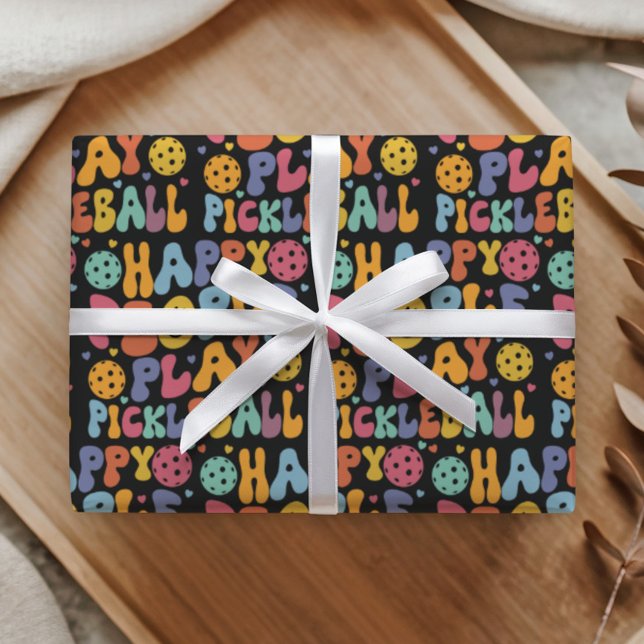 Happy People Play Pickleball Wrapping Paper (Creator Uploaded)