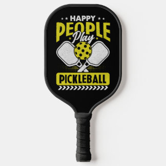 Happy People Play Pickleball Yellow Stars Paddle