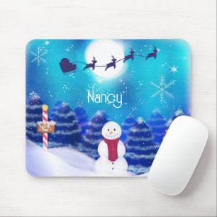 Happy Personalised Christmas Snowman Mouse Mat
