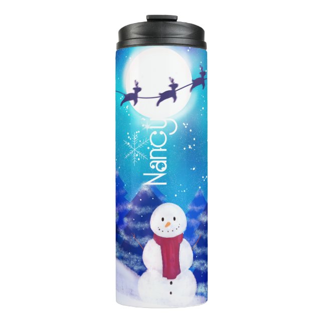 Happy Personalised Christmas Snowman  Thermal Tumbler (Front)