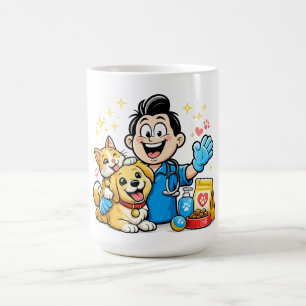 Happy Pet Care Mascot Cute Animal Cartoon Art Coffee Mug