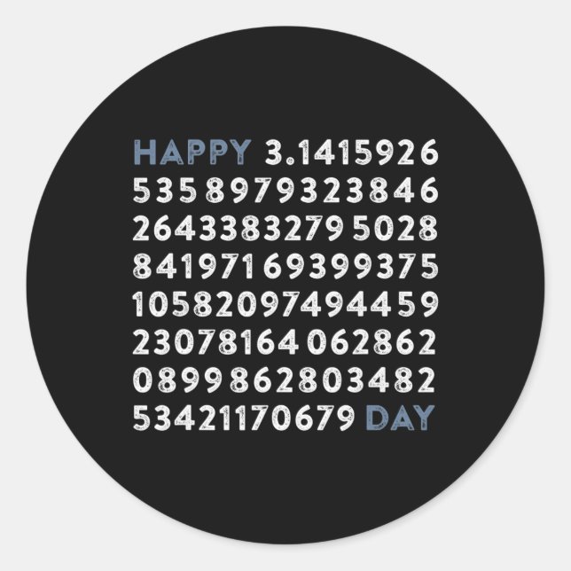 Happy Pi Day 100 Digits Math Geek Funny Pi Day Mem Classic Round Sticker (Front)