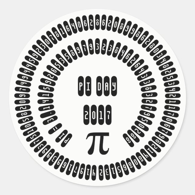 Happy Pi Day 2017 Math Digits 3.14 Mathematics Classic Round Sticker (Front)
