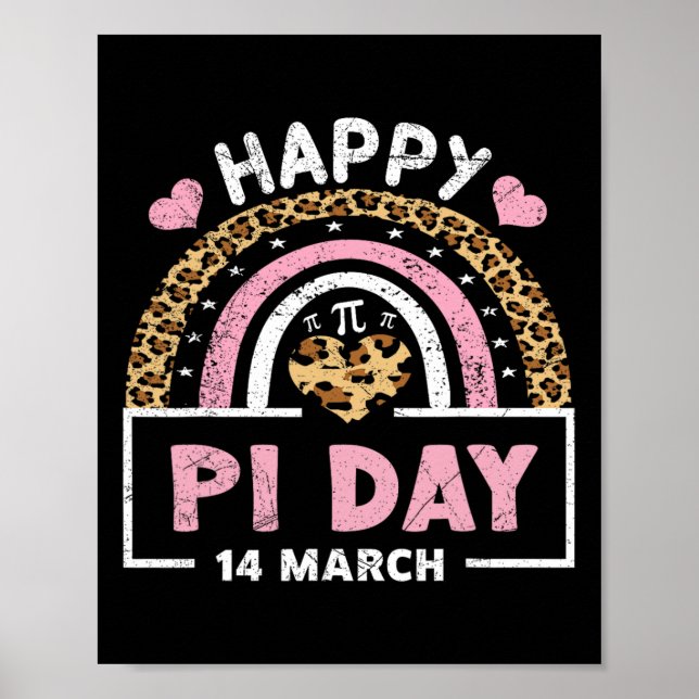 Happy Pi Day 2024 Rainbow Math Lover Teacher Leopa Poster (Front)