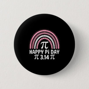 Happy Pi Day 3.24 Cute Pink Boho Rainbow Pi Symbol 6 Cm Round Badge
