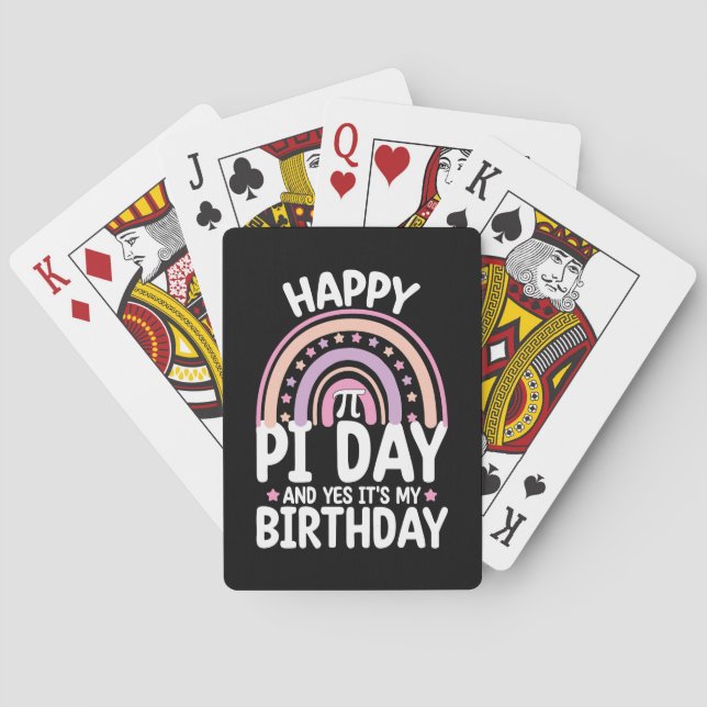 Happy Pi Day And Yes It's My Birthday Math Rainbow Playing Cards (Back)