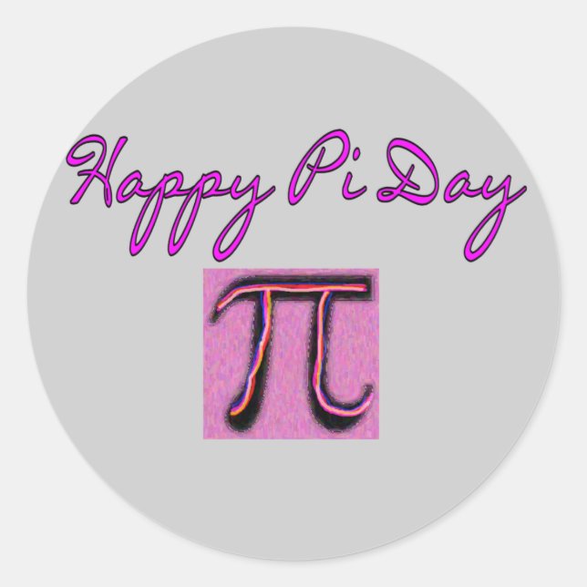 Happy Pi Day--Artsy Classic Round Sticker (Front)