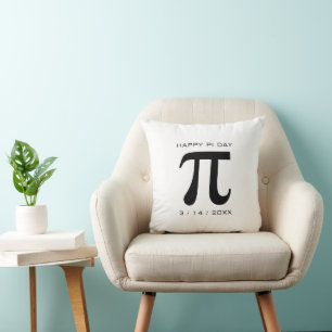 Happy Pi Day Black and White Cushion