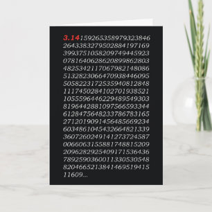 Happy Pi Day Black Red 3.14 Card
