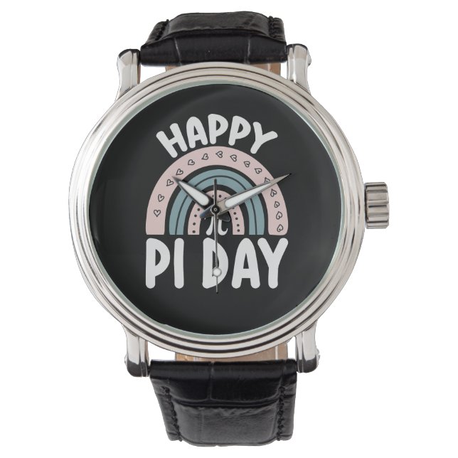 Happy Pi Day Boho Rainbow Math Mathematic Watch (Front)