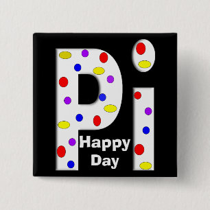 Happy Pi Day Buttons White Lettering