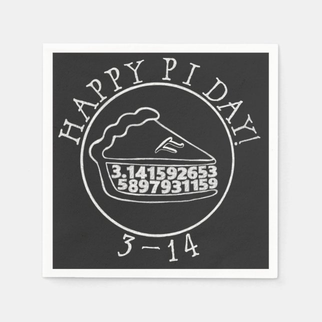 Happy Pi day chalkboard pie paper napkins (Front)