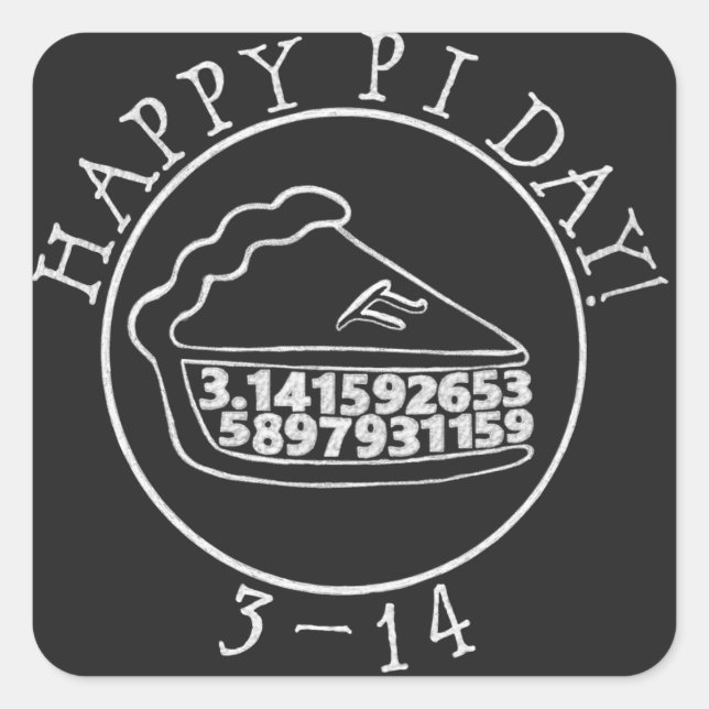Happy Pi day chalkboard pie square sticker (Front)