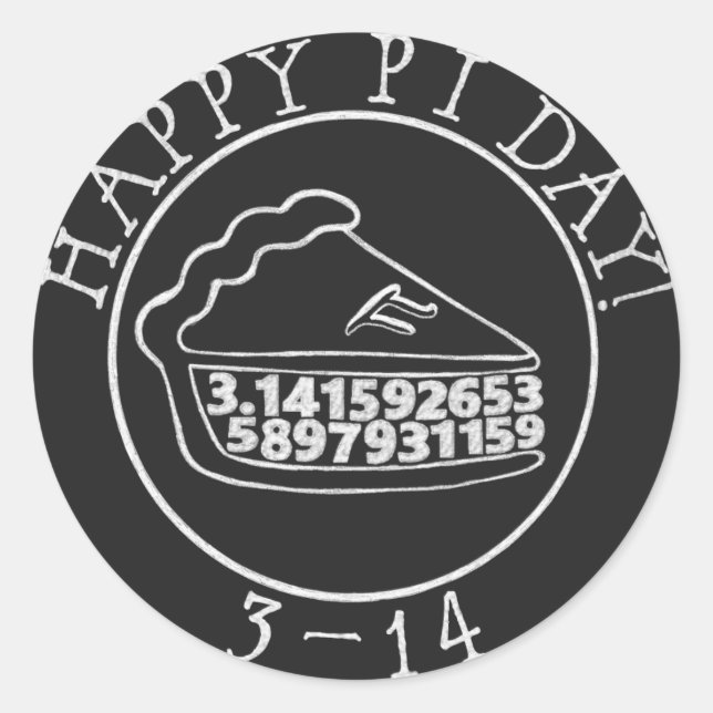Happy Pi day chalkboard pie sticker (Front)