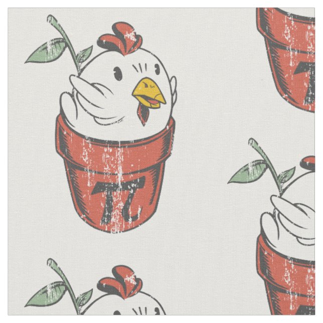 happy pi day chicken pot pie pun fabric (Close Up)