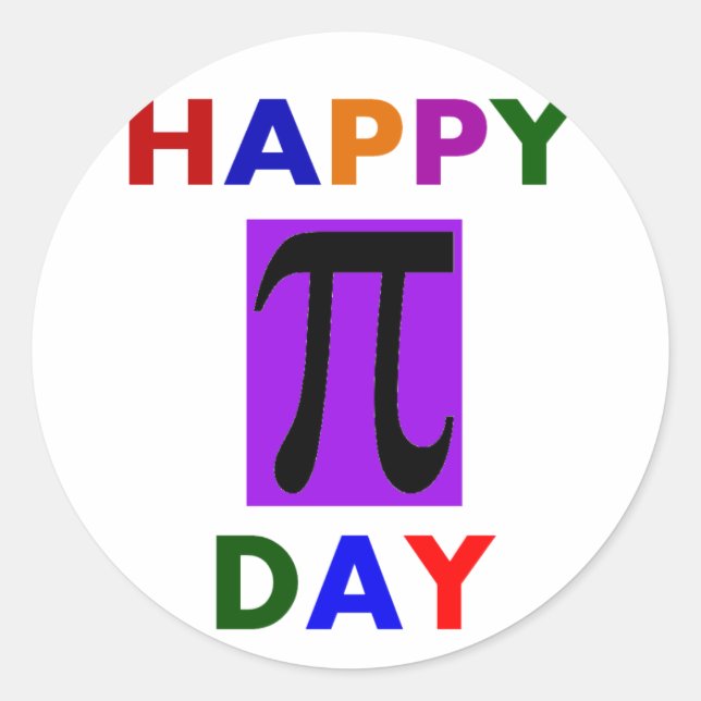 HAPPY PI DAY CLASSIC ROUND STICKER (Front)