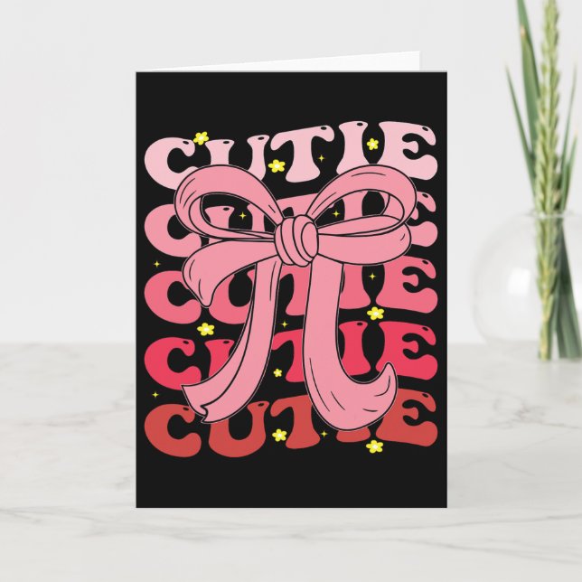 Happy Pi Day Coquette Bow Funny Math Teacher For W Card (Front)