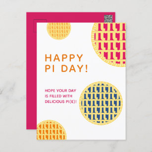 "Happy Pi Day!" Delicious Pi(e)   Pink Pi Day Post Postcard