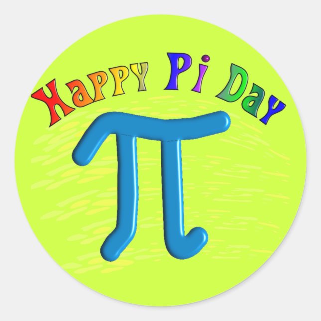 Happy Pi Day Gifts, Unique Embossed Design Classic Round Sticker (Front)