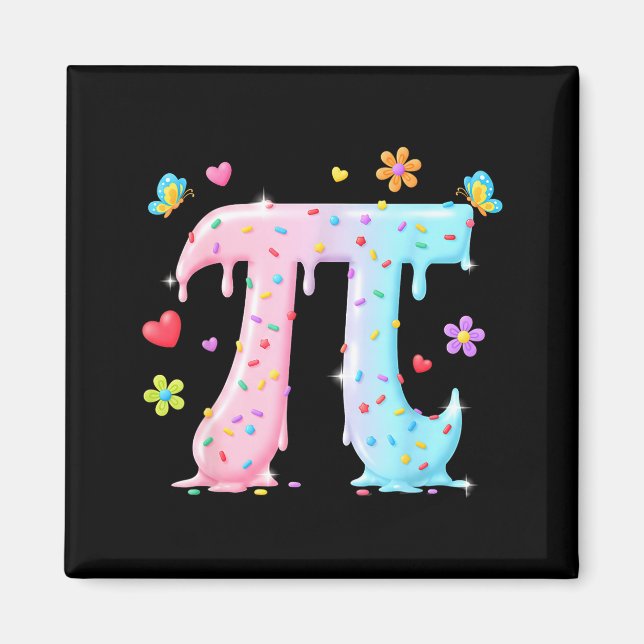 Happy Pi Day Math Teacher Dripping Ice Cream Pi Da Magnet (Front)