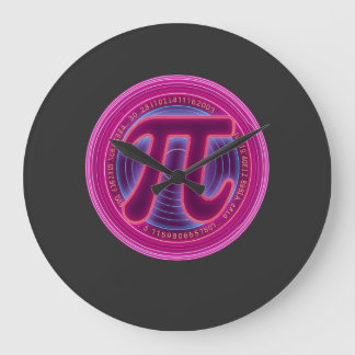 Happy Pi Day Math Teacher Gift glowing colours Large Clock