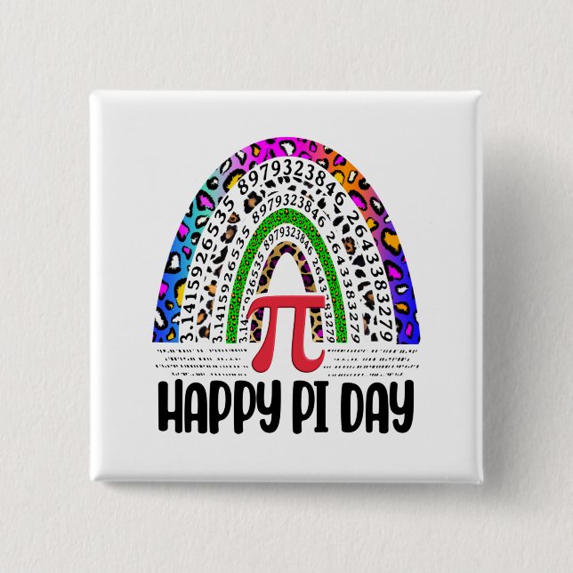 Happy Pi Day Mathematic Leopard Rainbow 15 Cm Square Badge (Front)