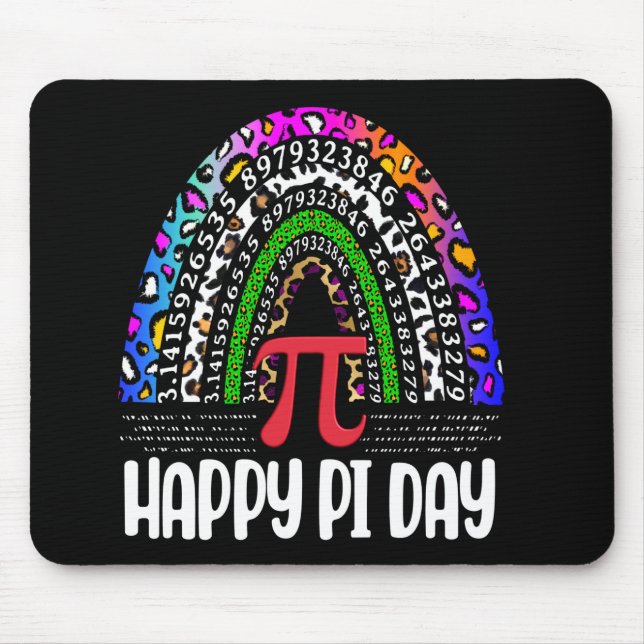 Happy Pi Day Mathematic Leopard Rainbow, Math Nerd Mouse Mat (Front)