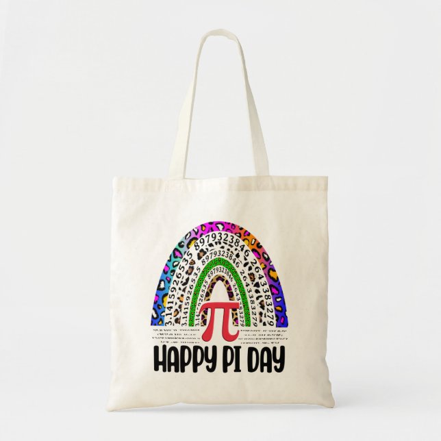 Happy Pi Day Mathematic Leopard Rainbow Tote Bag (Front)