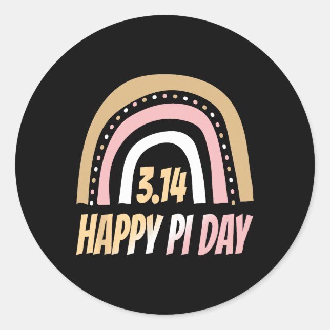 Happy Pi Day Mathematic Math Teacher Rainbow Pi Da Classic Round Sticker (Front)