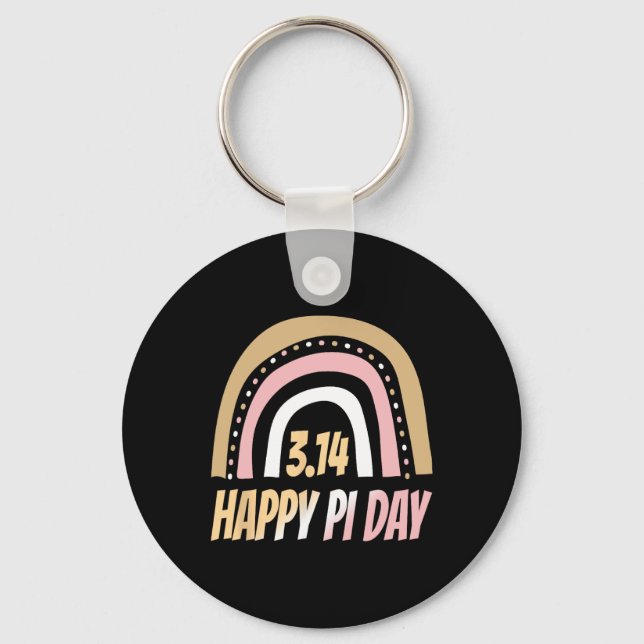 Happy Pi Day Mathematic Math Teacher Rainbow Pi Da Key Ring (Front)