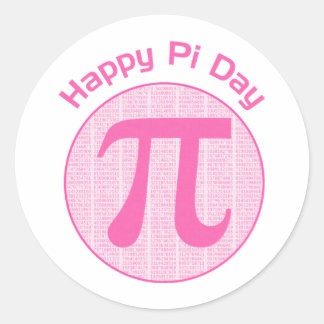 Happy Pi Day Numbers Pink Classic Round Sticker