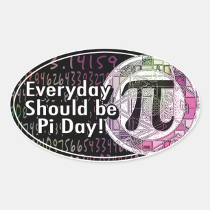 Happy Pi Day Oval Designs Sticker