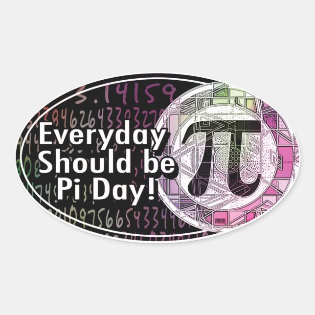 Happy Pi Day Oval Designs Sticker (Front)
